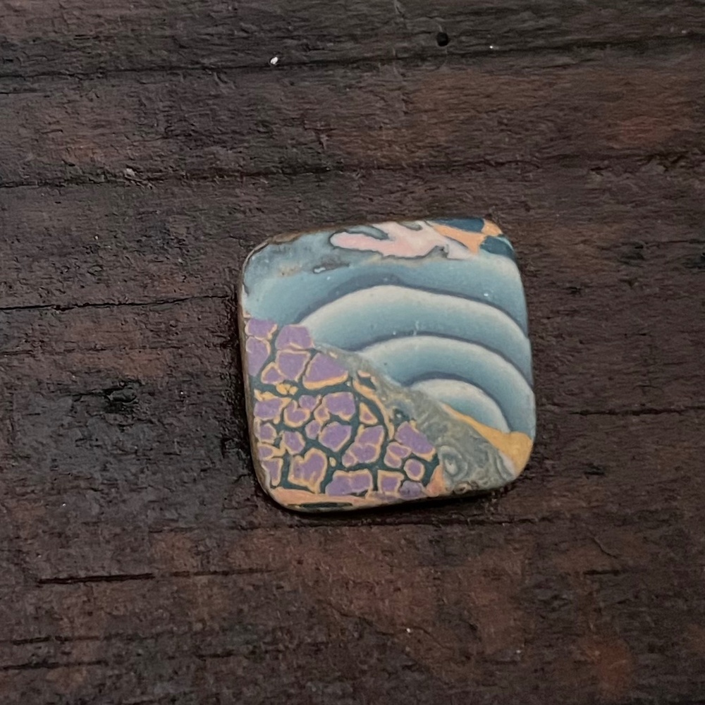 Handmade ceramic pin 90s 1990s millefiori artsy eclectic lapel blazer boho 90s